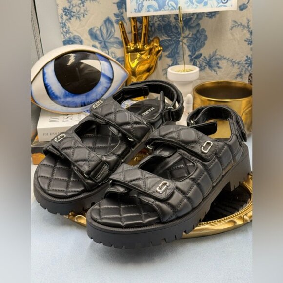🆕 MARC JACOBS 🧿 NWOB The Quilted Sunny Leather Dad Sandals, Sz 40 US 10 - Picture 10 of 15
